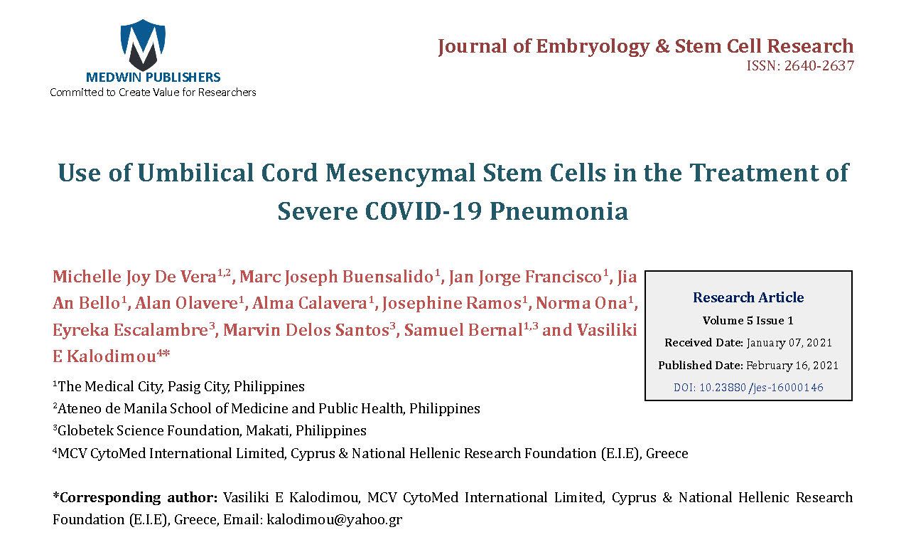 Mesenchymal stem cell therapy in COVID-19 at The Medical City