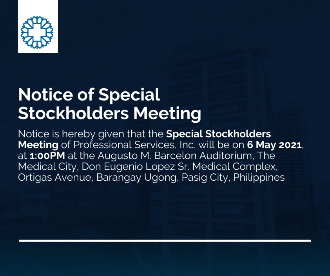 Notice of Special Stockholders Meeting