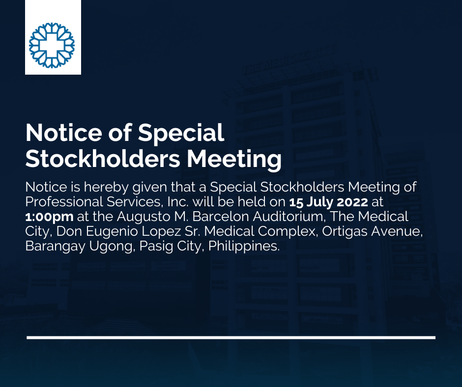 Notice of Special Stockholders' Meeting