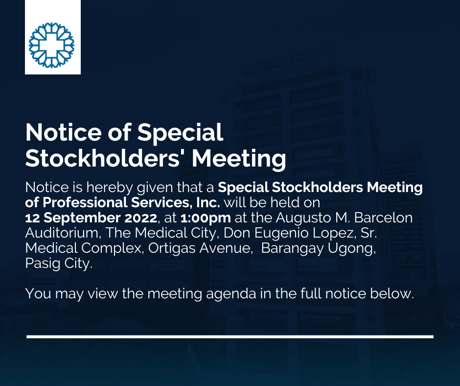 Notice of Special Stockholders' Meeting