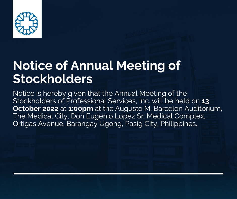 Updated Notice of Professional Services, Inc.'s Annual Meeting of Stockholders