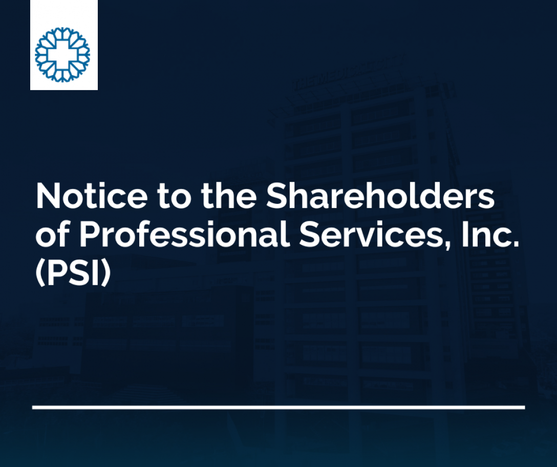 Notice to the Shareholders of Professional Services Inc. (PSI)