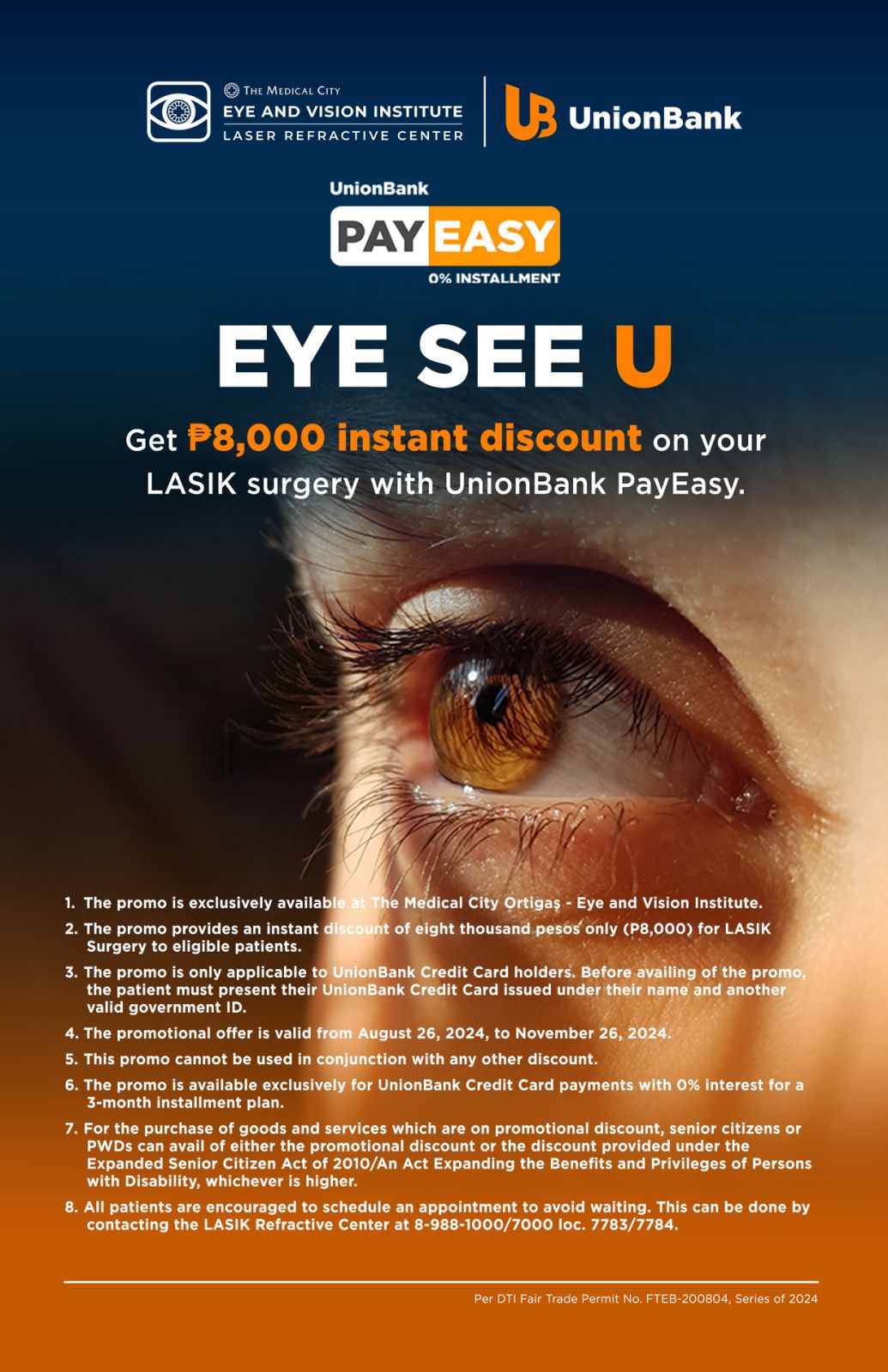 Exclusive Offer: Enjoy Php 8,000 Discount on LASIK Surgery with 0% Interest for 3 Months