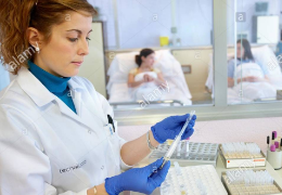 female doctor handling specimens